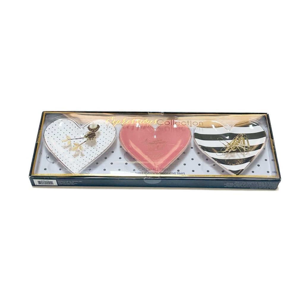 NWT Expression Collections Set of 3 Heart-Shaped Multi-Use Decorative Tray Set